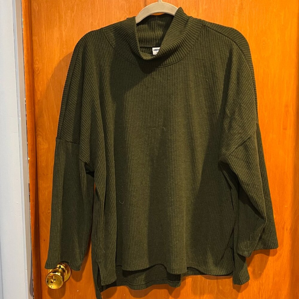 Old Navy XL Olive Green Ribbed Cowl Neck Pullover Sweater